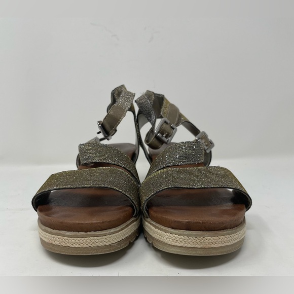 Remonte Women Shimmer Glitter Leather Wedge Sandal Size 39 - Picture 2 of 8